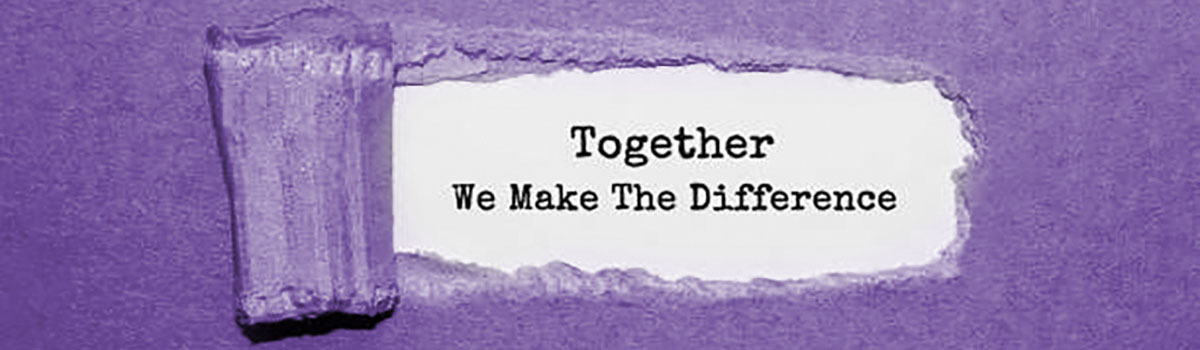 The text Together We Make The Difference appearing behind torn paper